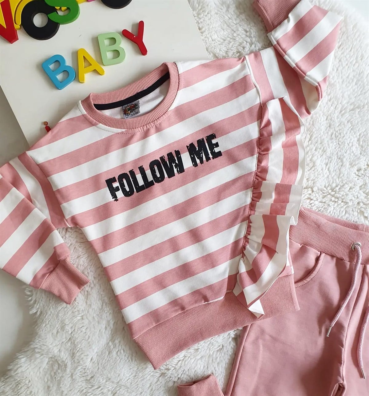 FOLLOW ME PUDRA ÇİZGİLİ TAKIM