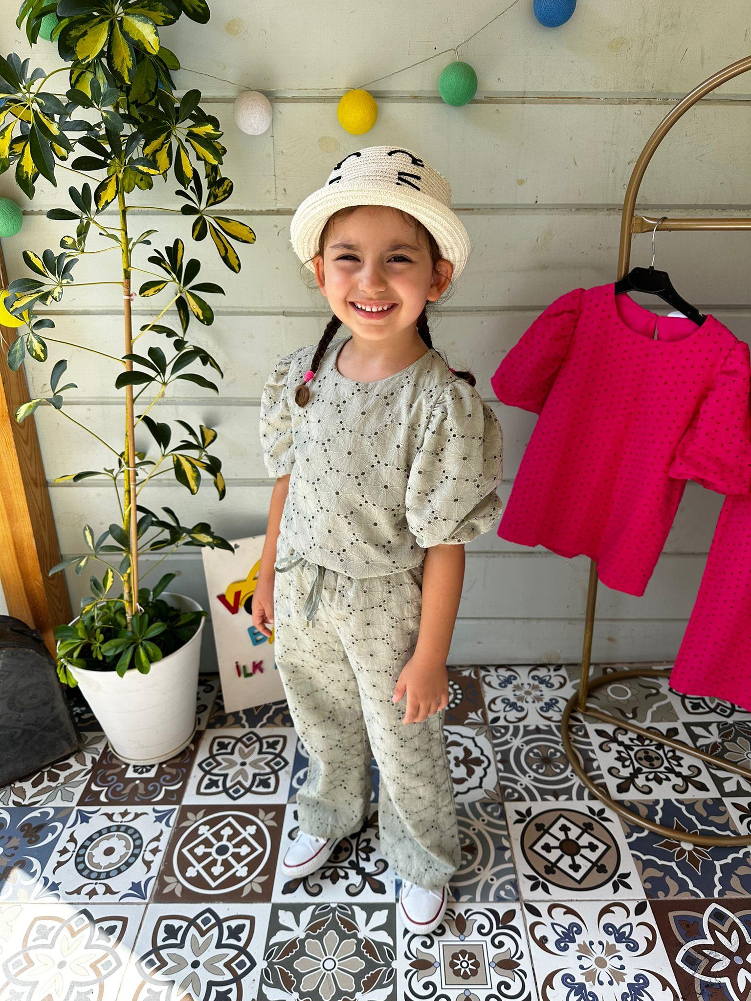 HAKİ FİSTO BALON KOL BLUZ&PANTALON TAKIM