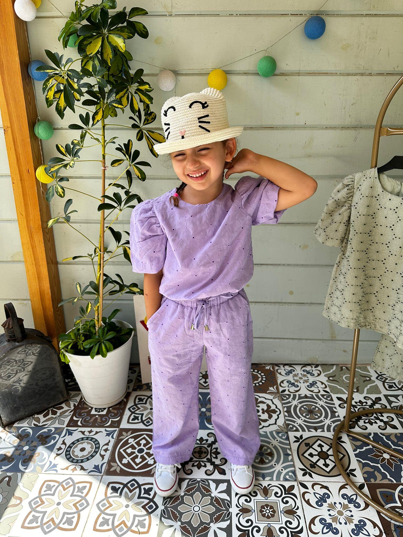 LİLA FİSTO BALON KOL BLUZ&PANTALON TAKIM