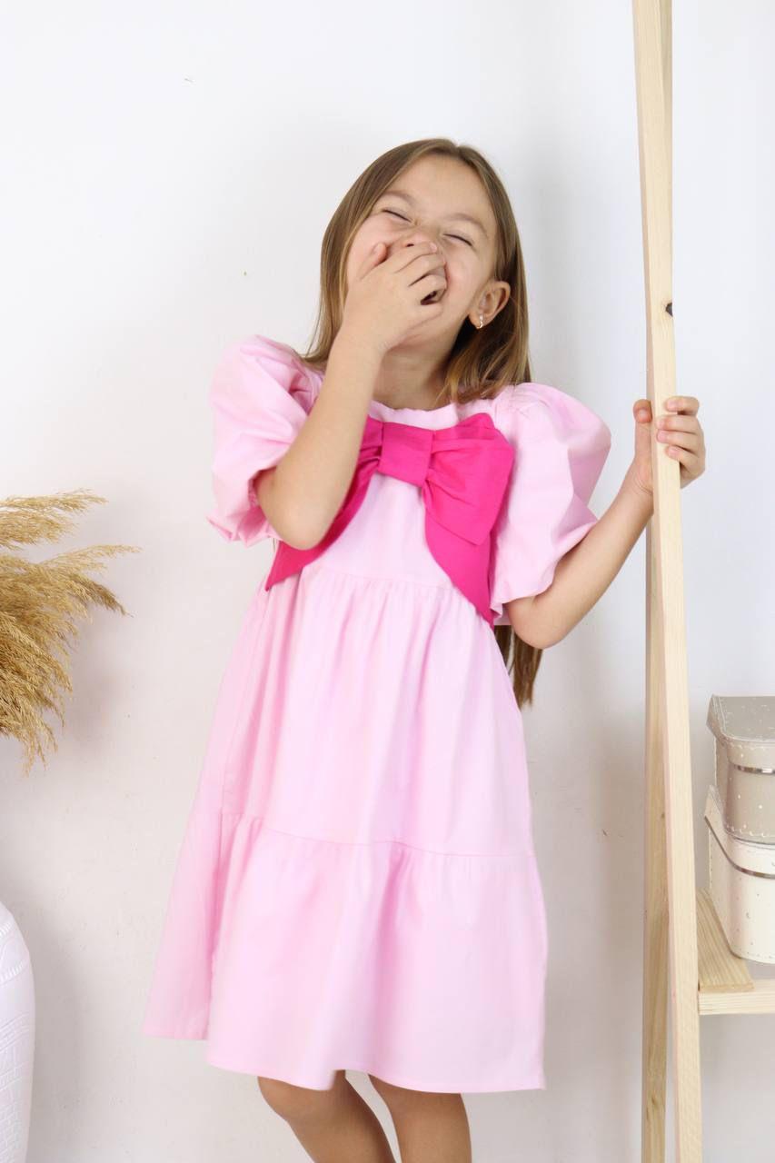 PEMBE BALON KOL FİYONK DETAY POPLİN ELBİSE