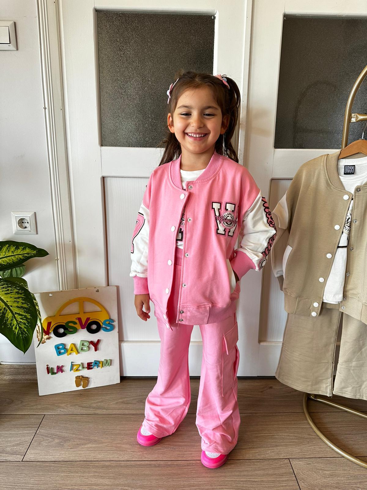 PEMBE ÜÇLÜ KOLEJ EŞOFMAN TAKIMI