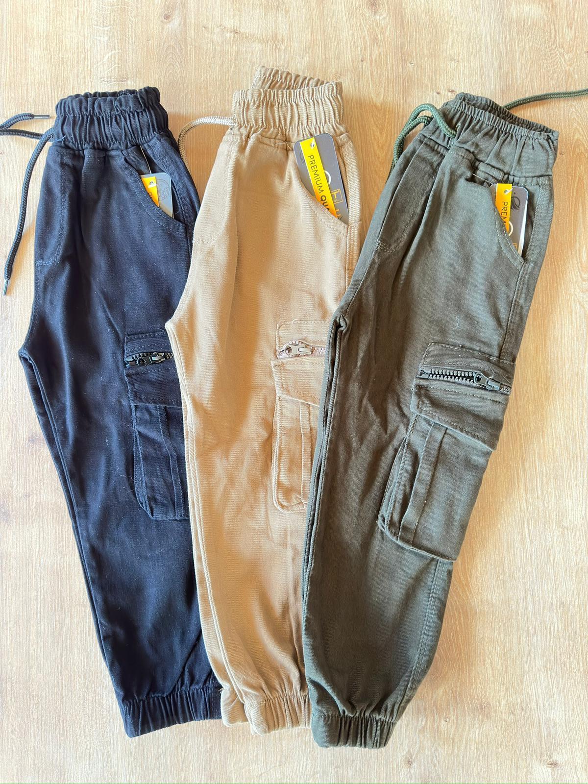 SİYAH KARGO CEP %100 PAMUK DOKUMA JEANS 