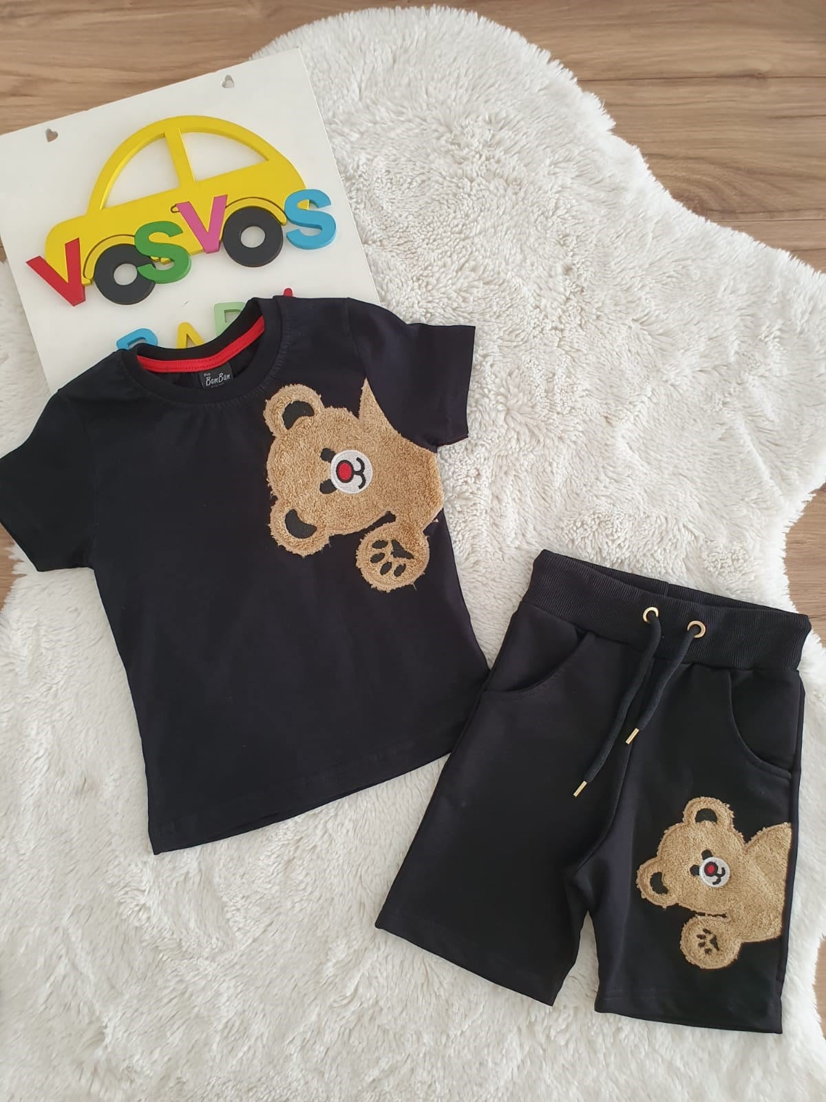 SİYAH TEDDY ŞORTLU TAKIM