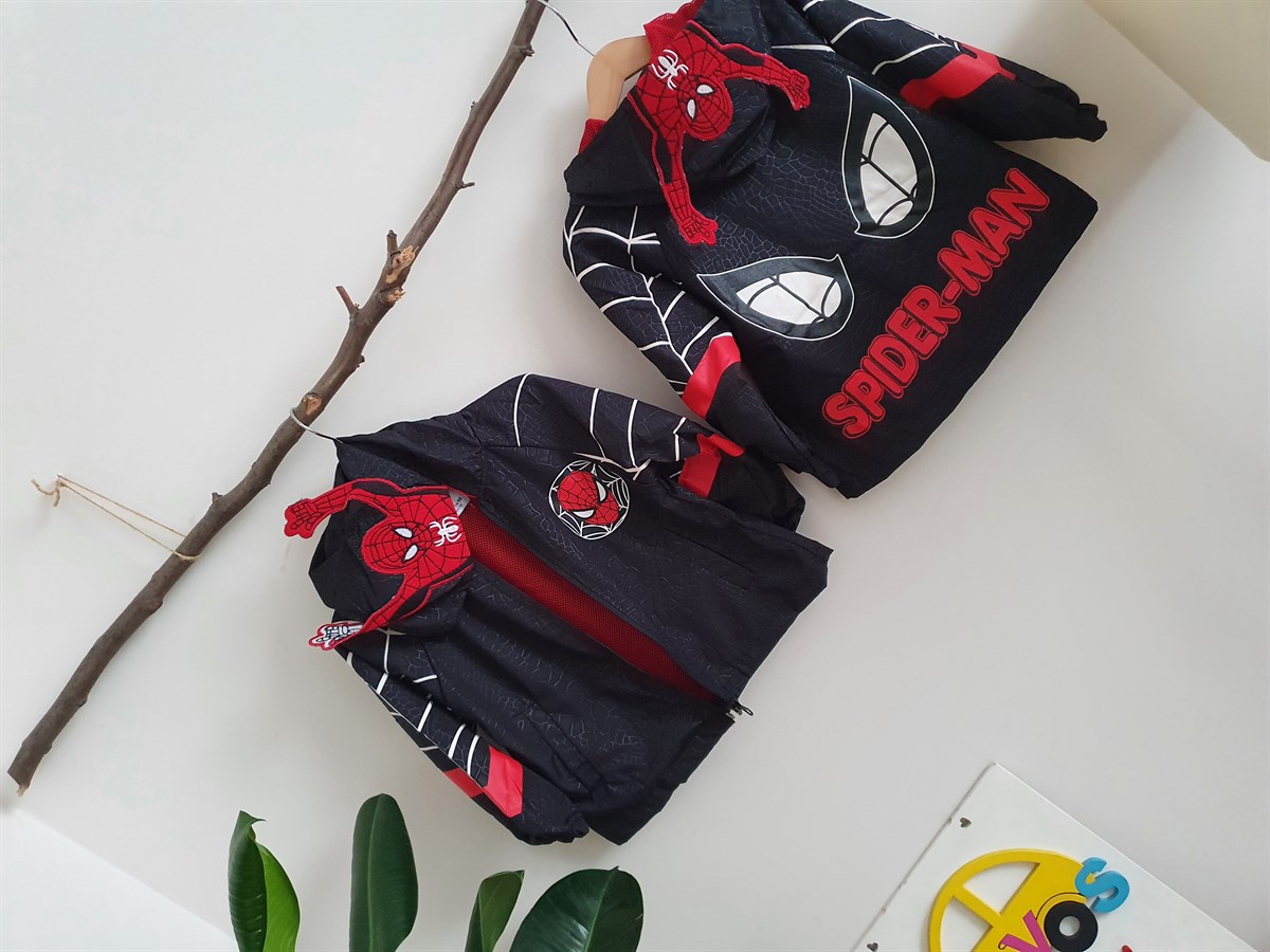 SPİDERMAN SİYAH TRENÇKOT