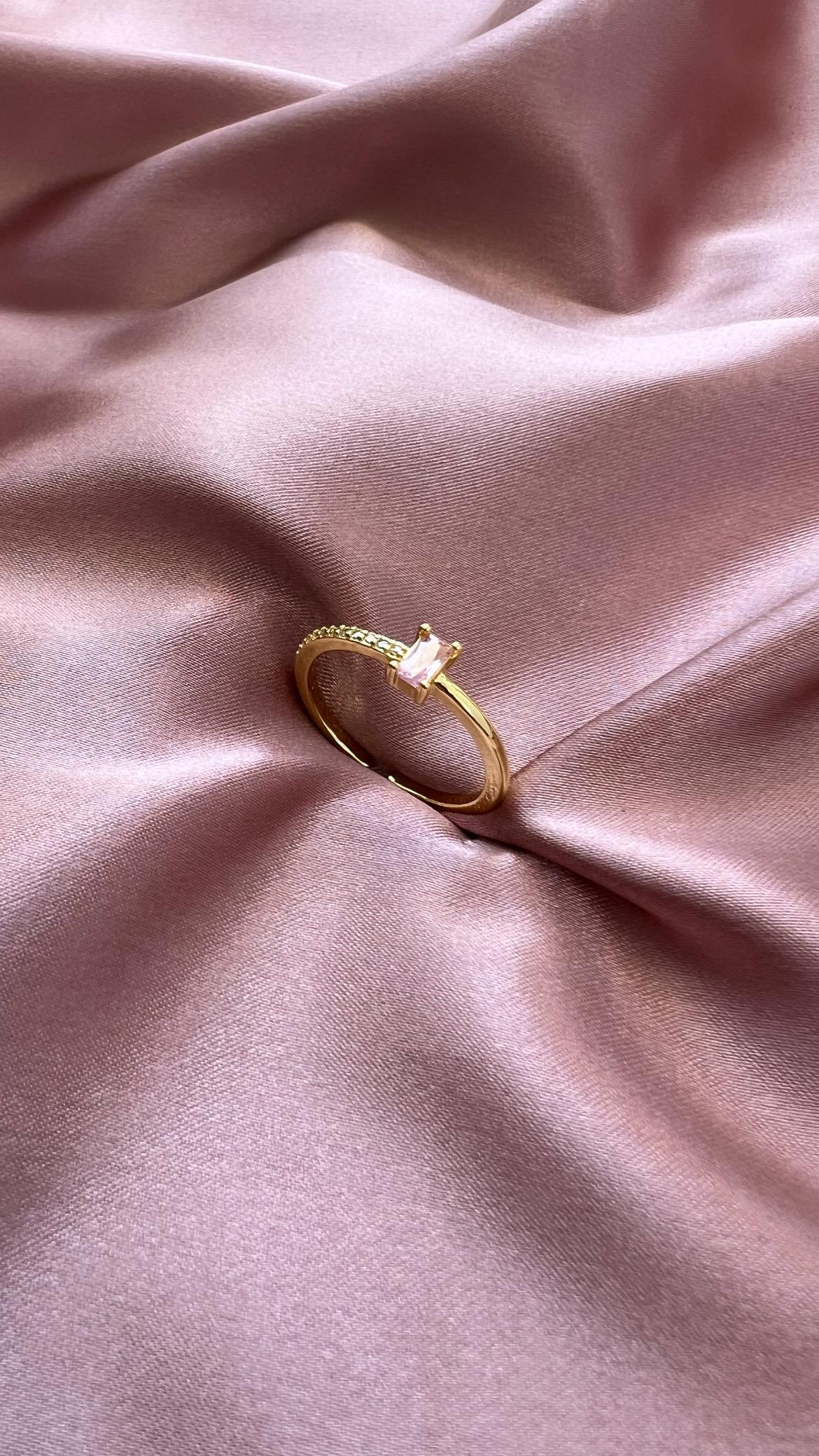 Pembe Taşlı Ayarlanabilir Yüzük