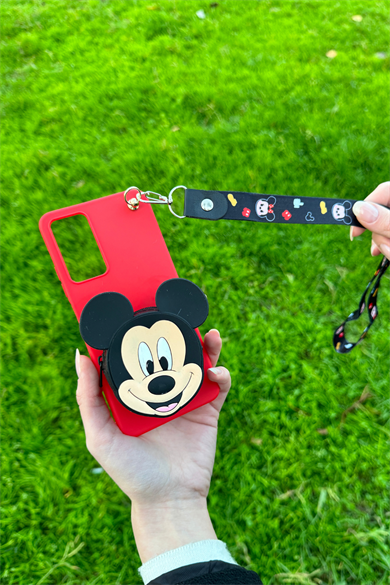 Redmi Note 11 / Note 11s Uyumlu Emojili Askılı Çanta Kılıf Mickey Figürlü Kırmızı