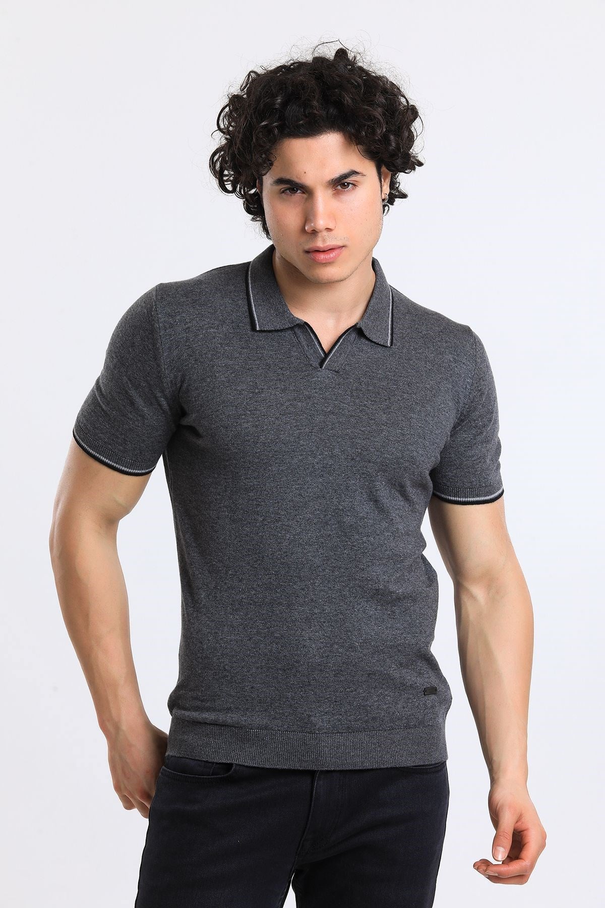 Soylu Trend  I soylutrend.comT-SHİRTSoylu Trend2001GRİErkek Polo Yaka Triko T-Shirt Pamuklu Gri (2001)