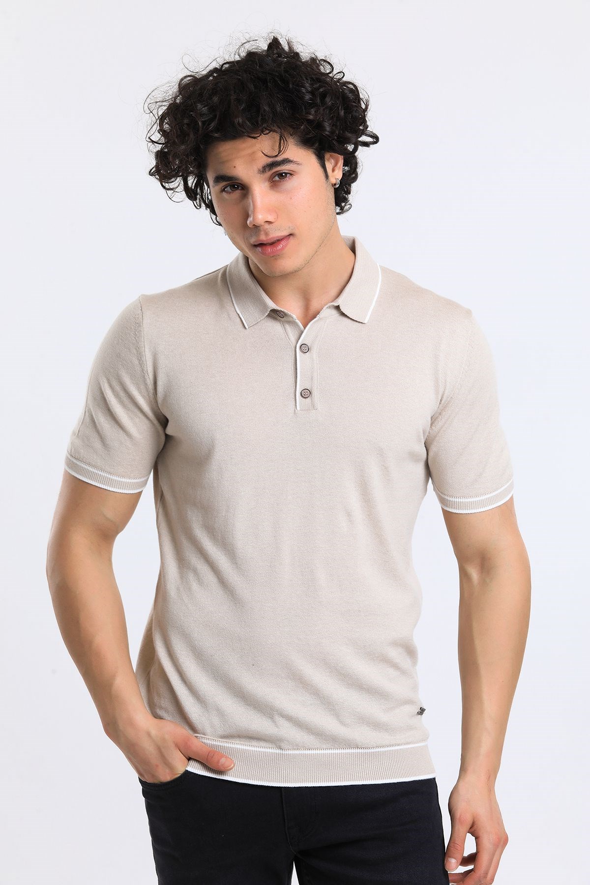 Soylu Trend  I soylutrend.comT-SHİRTSoylu Trend2002TASErkek Polo Yaka Triko T-Shirt Pamuklu Taş (2002)