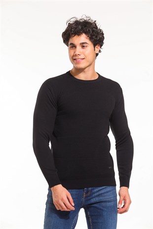 Bisiklet Yaka Kazak Siyah (5064)