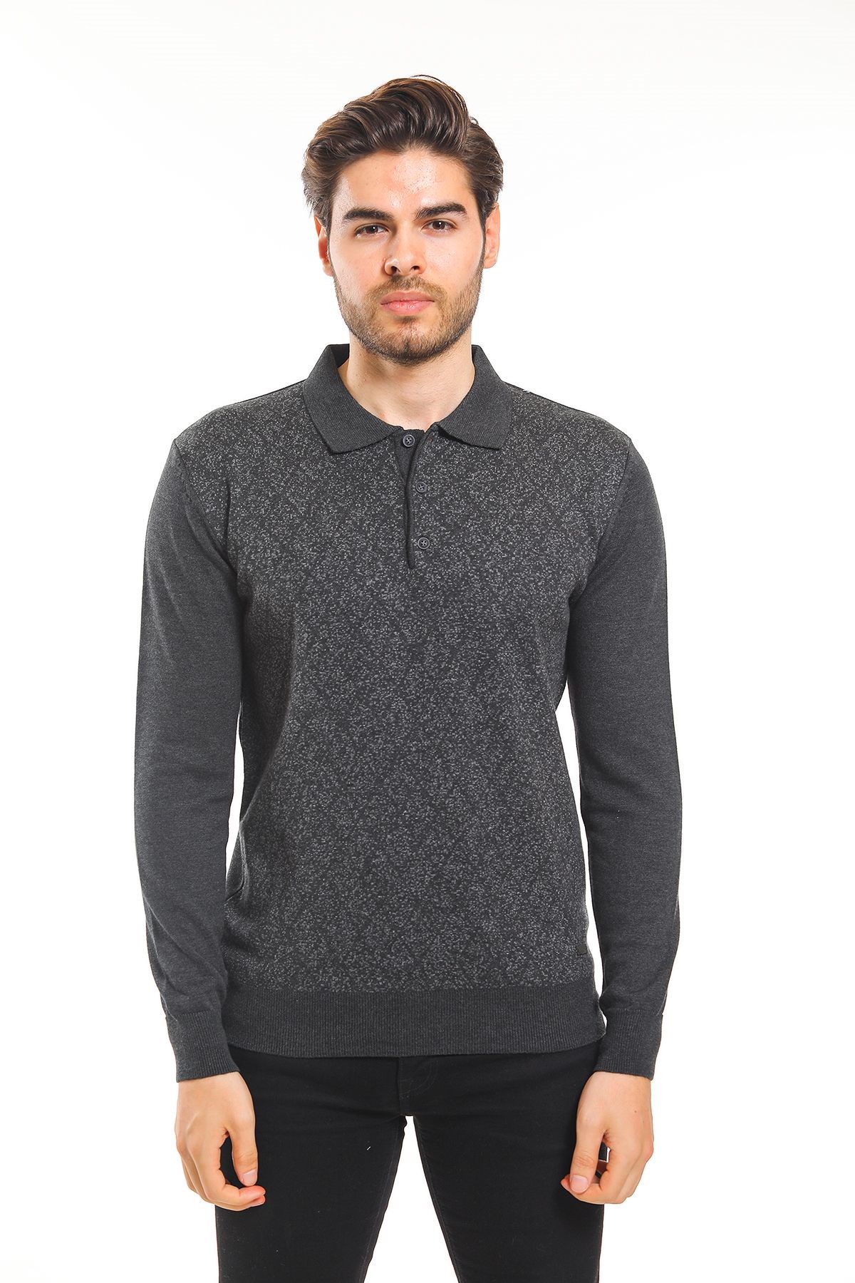 Polo Yaka Kazak Desenli Antrasit (5102)