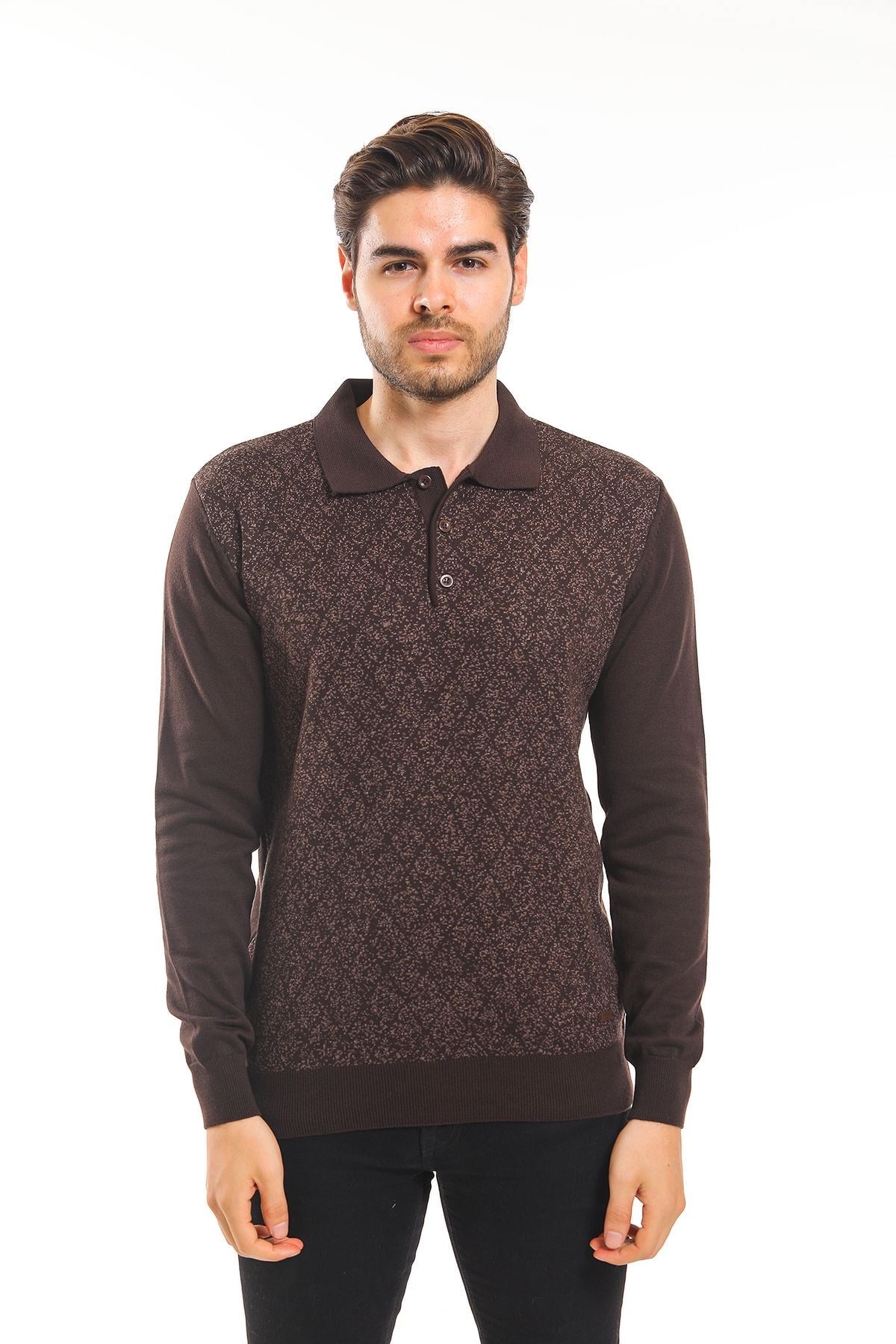 Polo Yaka Kazak Desenli Kahverengi (5102)