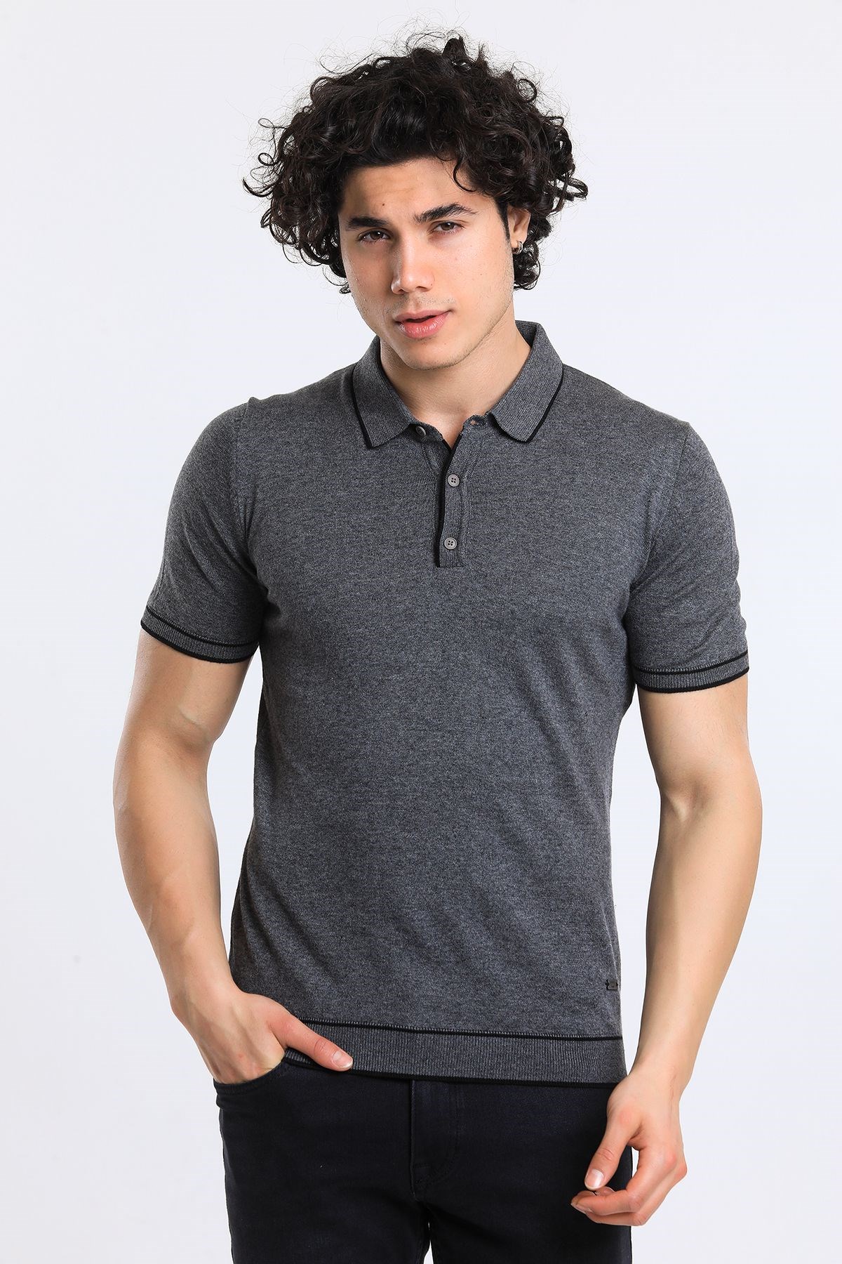 Soylu Trend  I soylutrend.comT-SHİRTSoylu Trend2002GRİErkek Polo Yaka Triko T-Shirt Pamuklu Gri (2002)