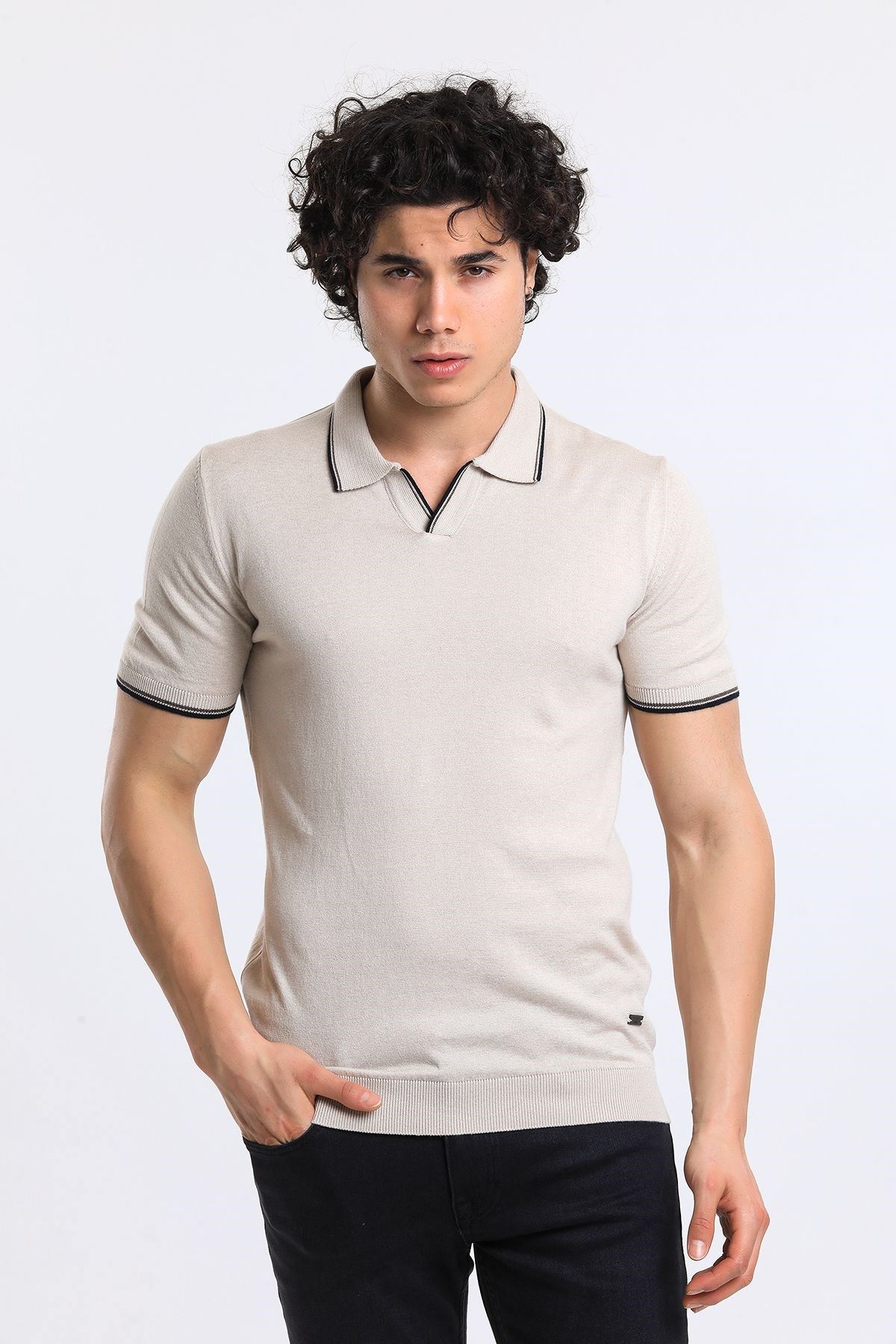 Soylu Trend  I soylutrend.comT-SHİRTSoylu Trend2001TASErkek Polo Yaka Triko T-Shirt Pamuklu Taş (2001)