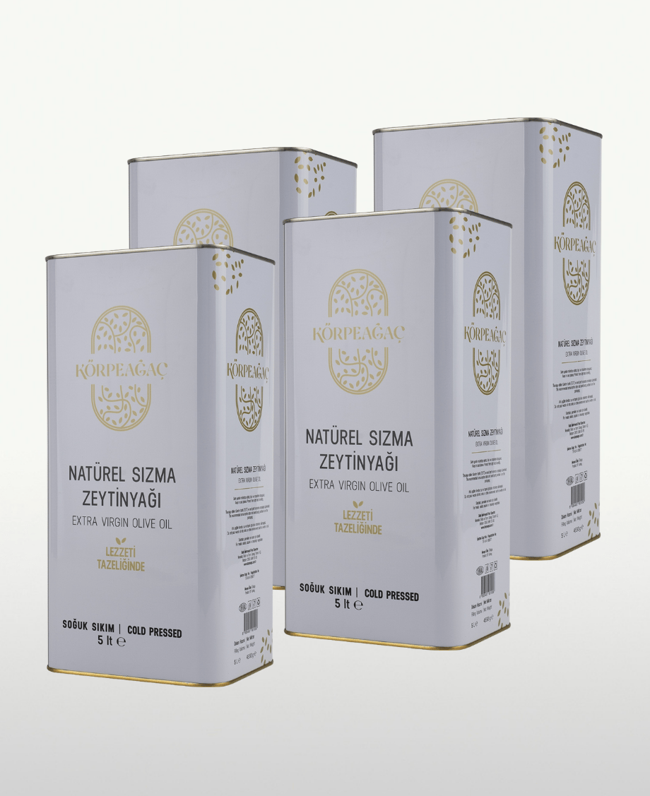 4 Adet Ayvalık Olgun Hasat Soğuk Sıkım Natürel Sızma Zeytinyağı 5Lt