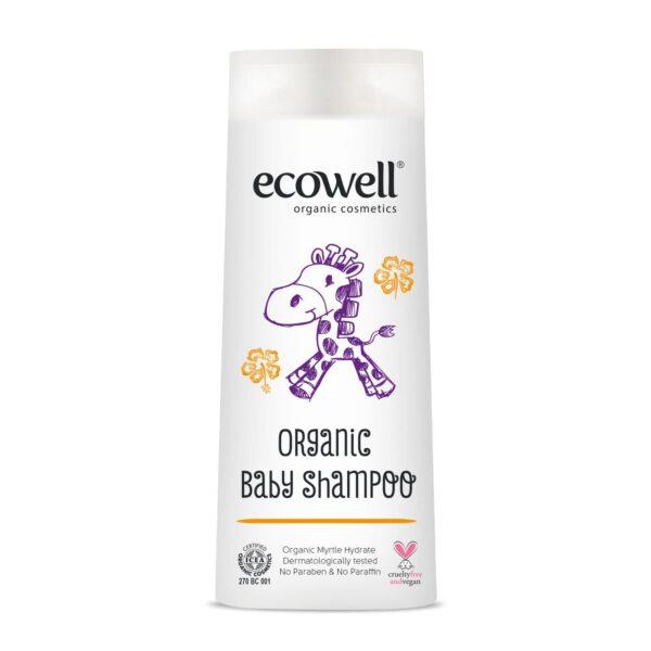 Ecowell Organik Bebek Ve Çocuk Şampuanı, Saç Ve Vücut, Vegan Sertifikalı, Parabensiz, Konak Önleyici, 300 ml