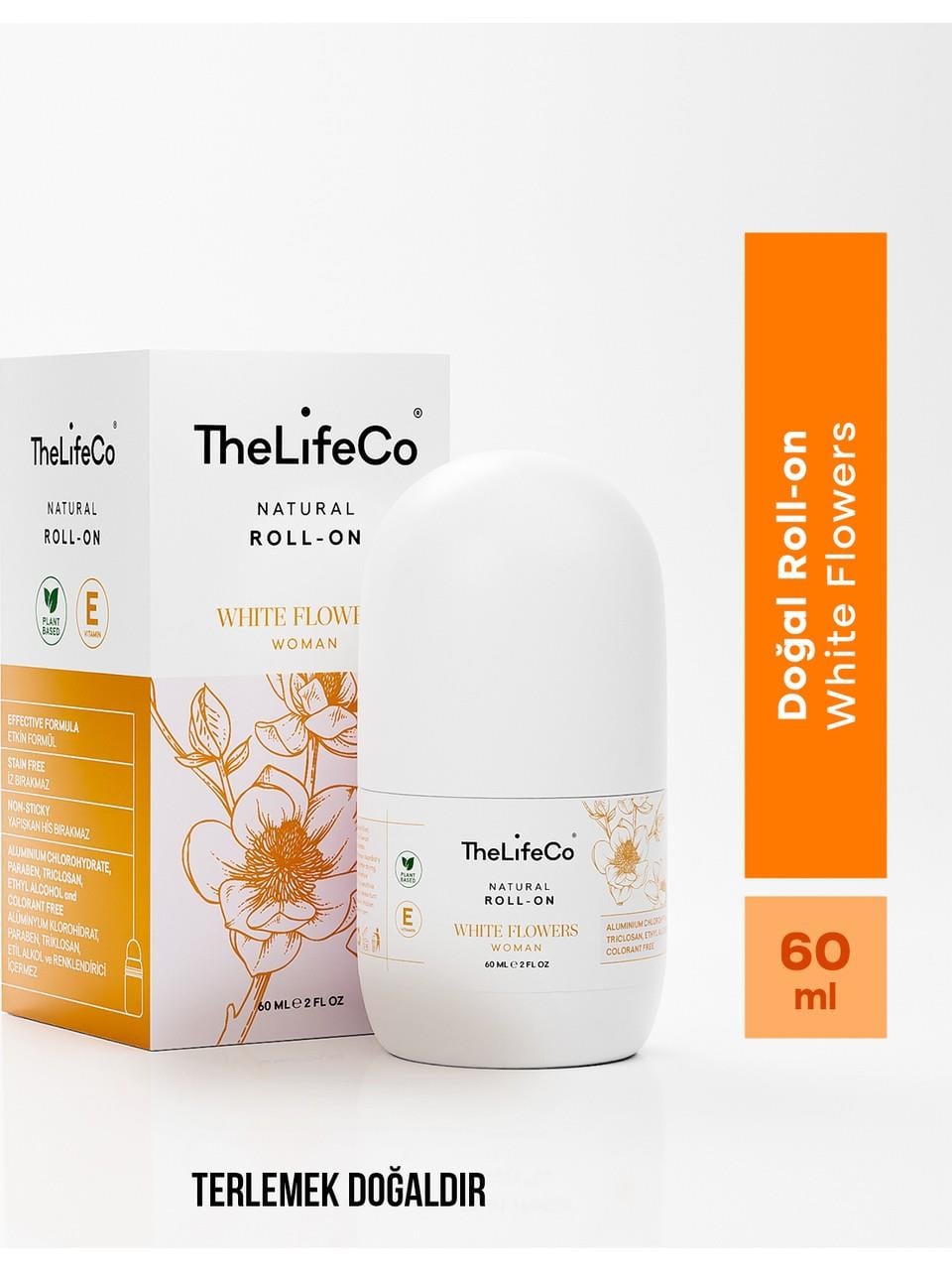 TheLifeCo Doğal Roll-On Deodorant White Flowers 60 ml (Aluminyumsuz, Alkolsüz)