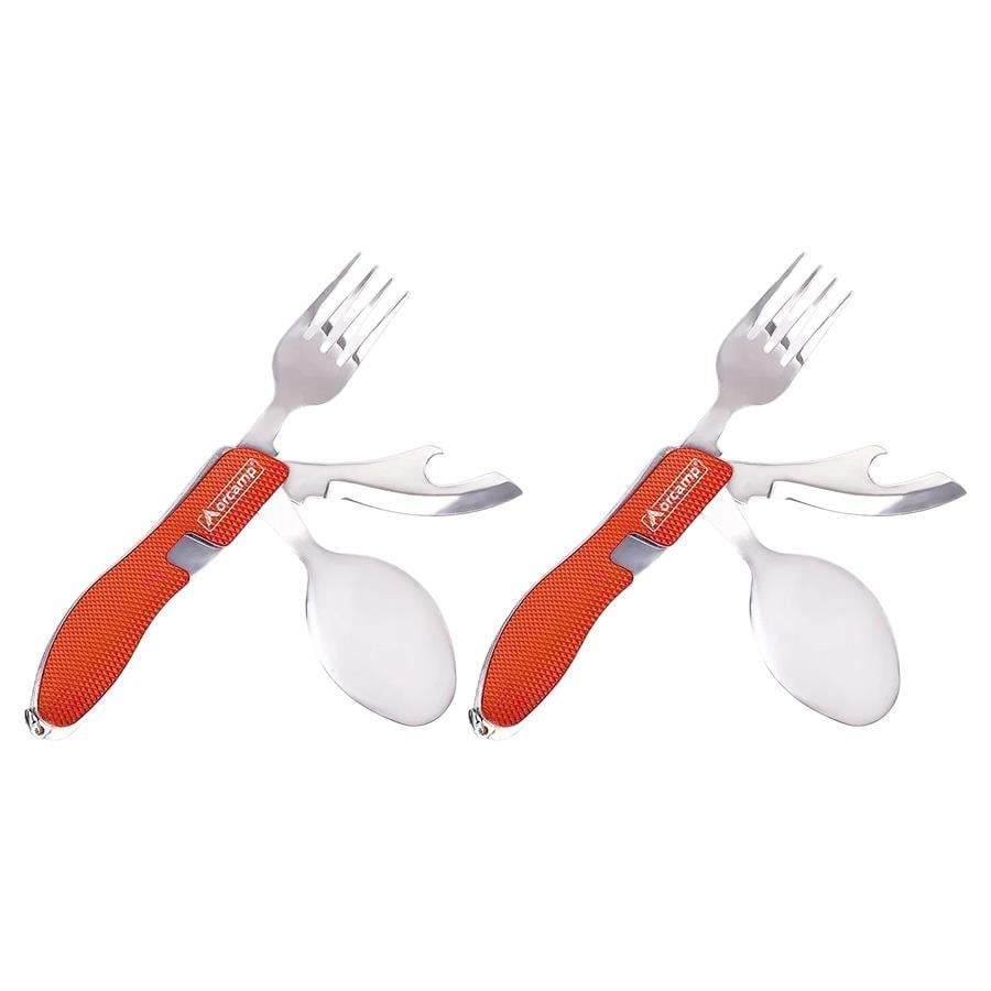 2 adet Orcamp Çatal&Kaşık&Bıçak Kamp Seti Kırmızı OUT-1350