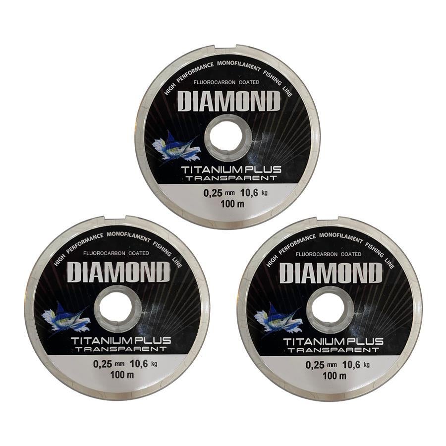 3 adet Bauer Titanium Plus 0.25 mm 100 mt Makara Misina - Renk: Füme 10,6 kg