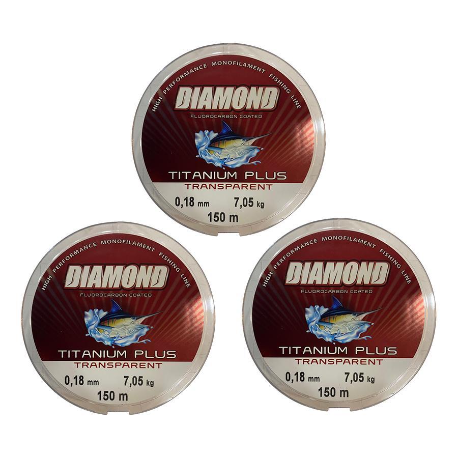 3 adet Bauer Titanium Plus 0.18 mm 150 mt Misina - Renk: Gri  7.05 kg