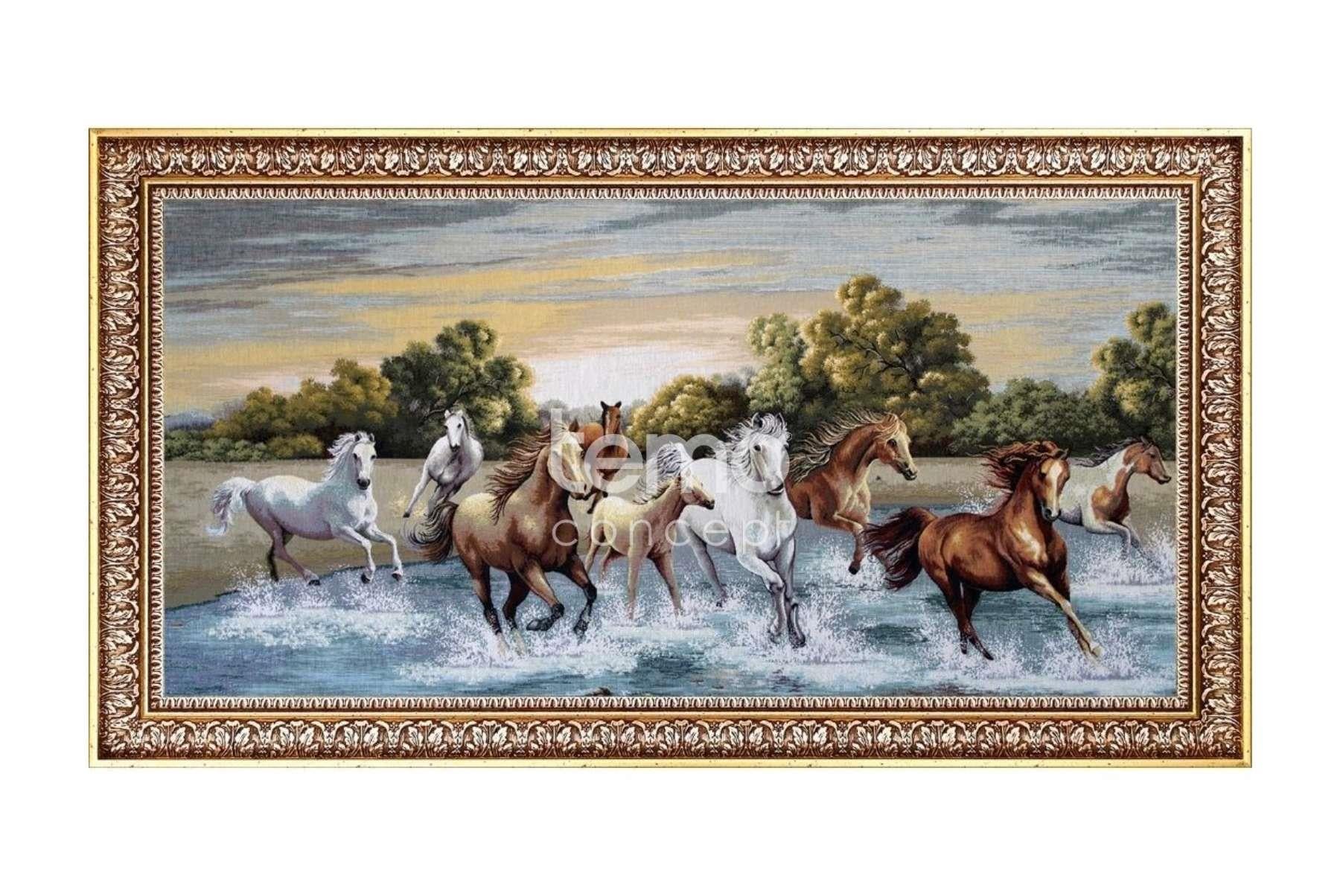 Goblen Kızıl Atlar Tablo 82x142cm