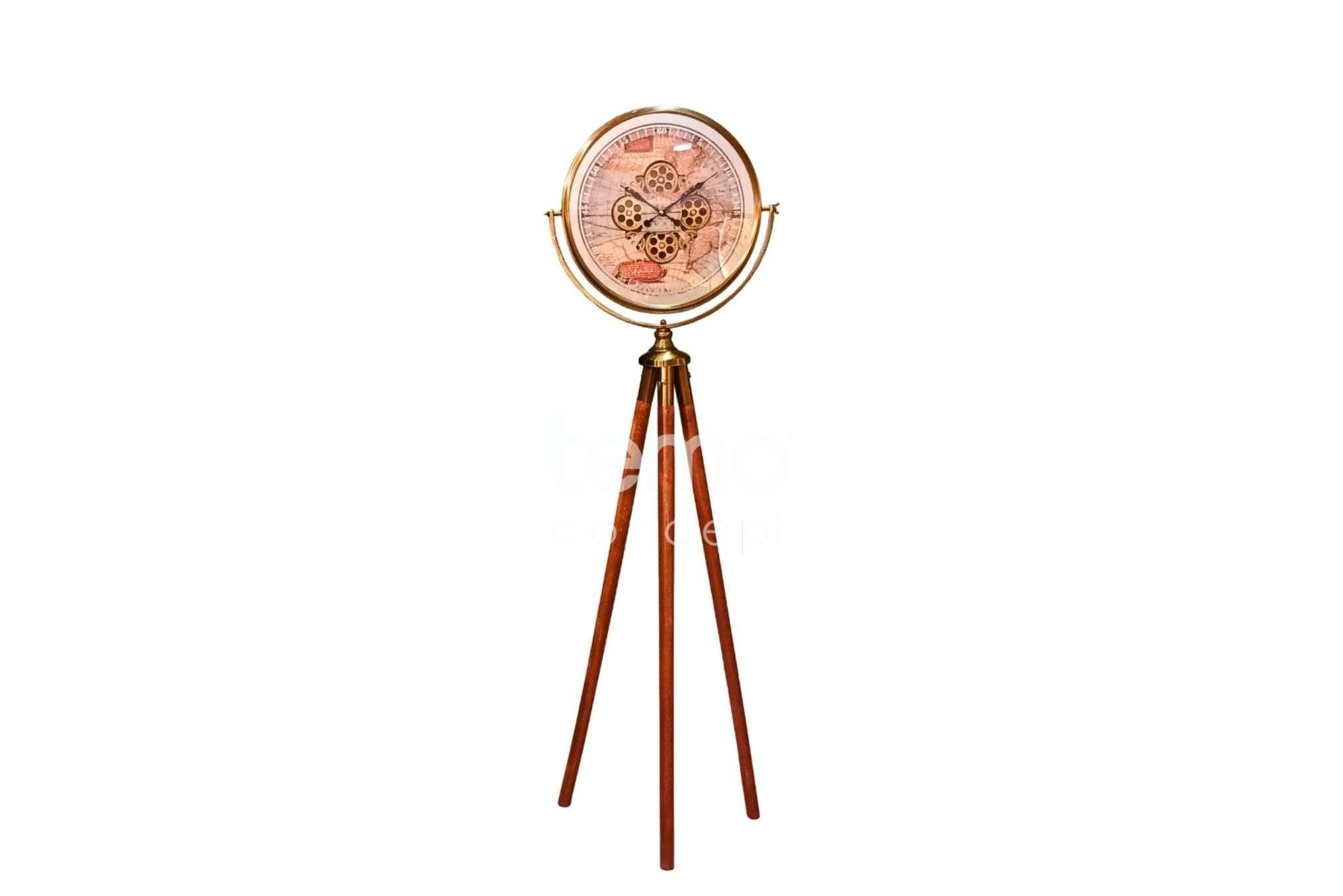 Ledli Çarklı Eskitme Tripod Saat 52x170cm