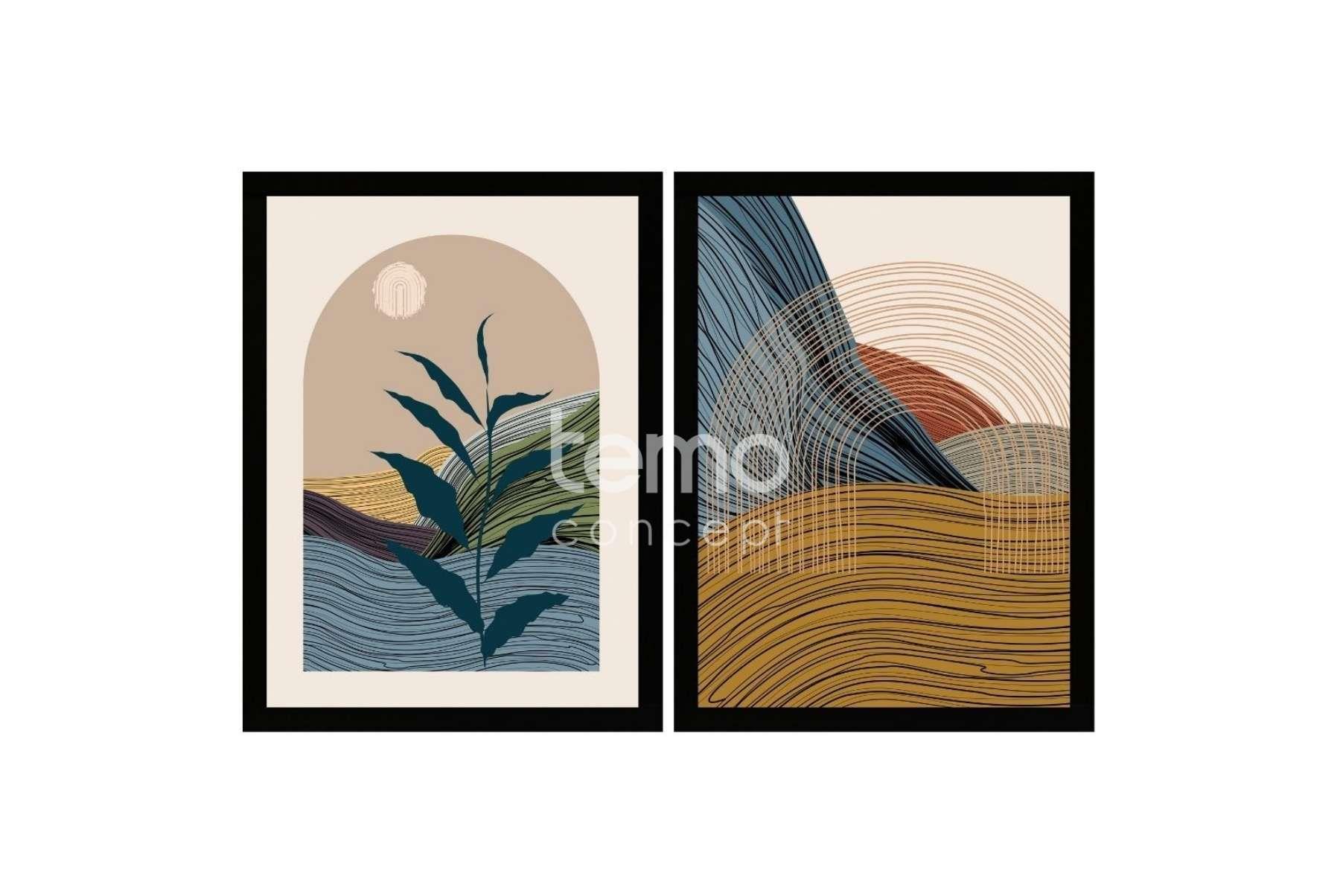 UV 2li Set Pastel Soyut Tablo 80x120cm
