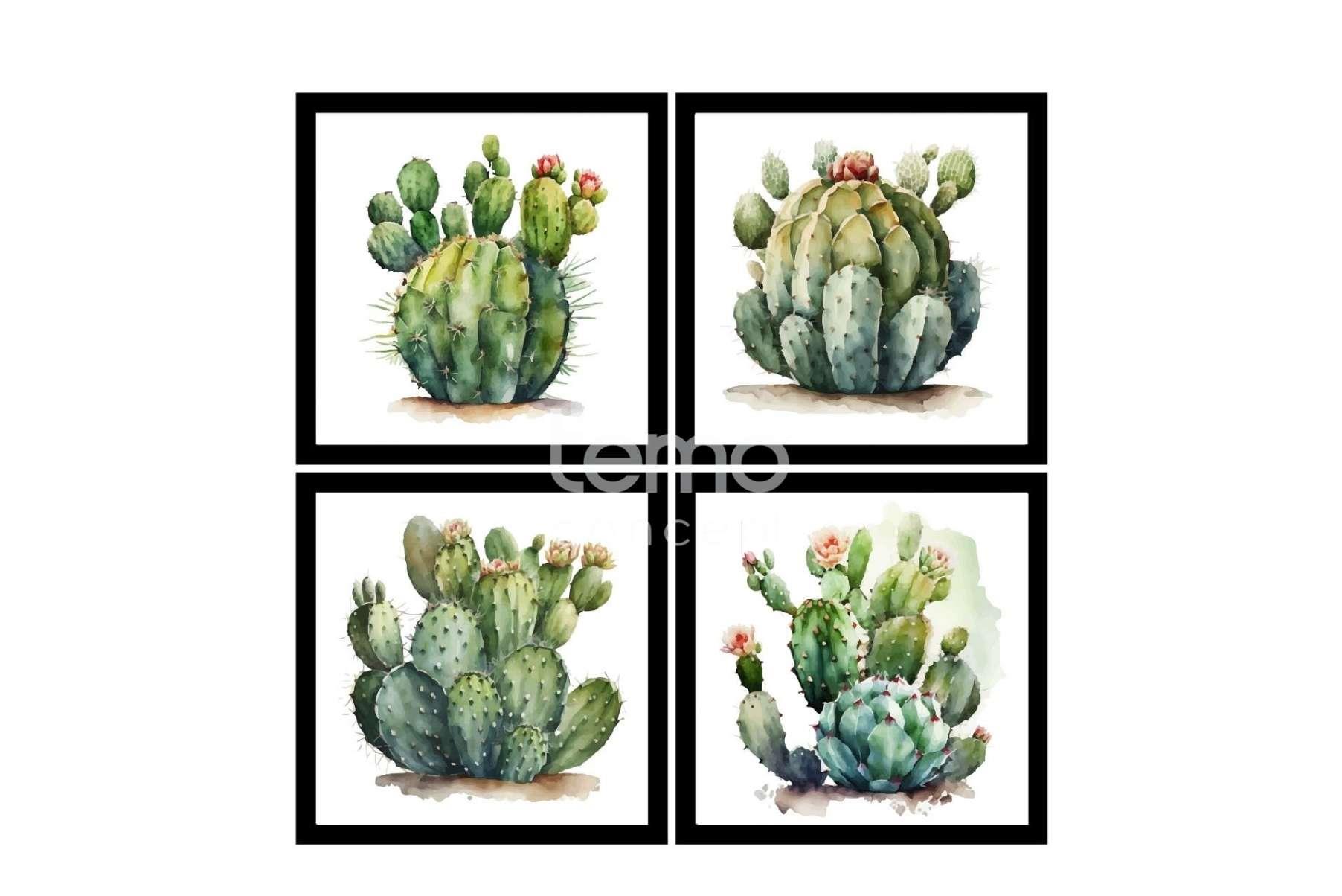 UV 4lü Set Kaktüs Tablo 96x96cm
