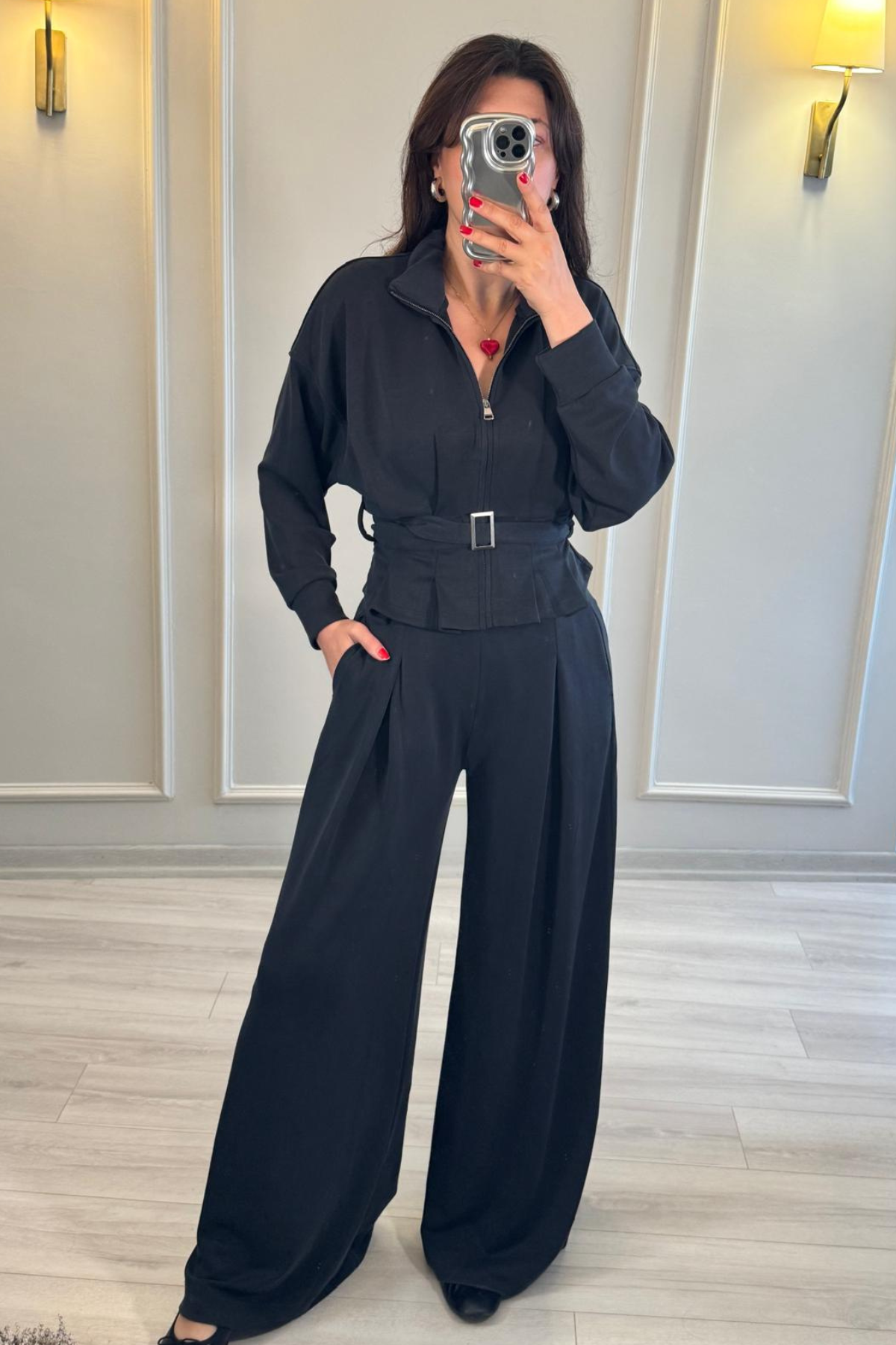 Modal Kumaş Kemer Detaylı Eşofman Takım Antrasit