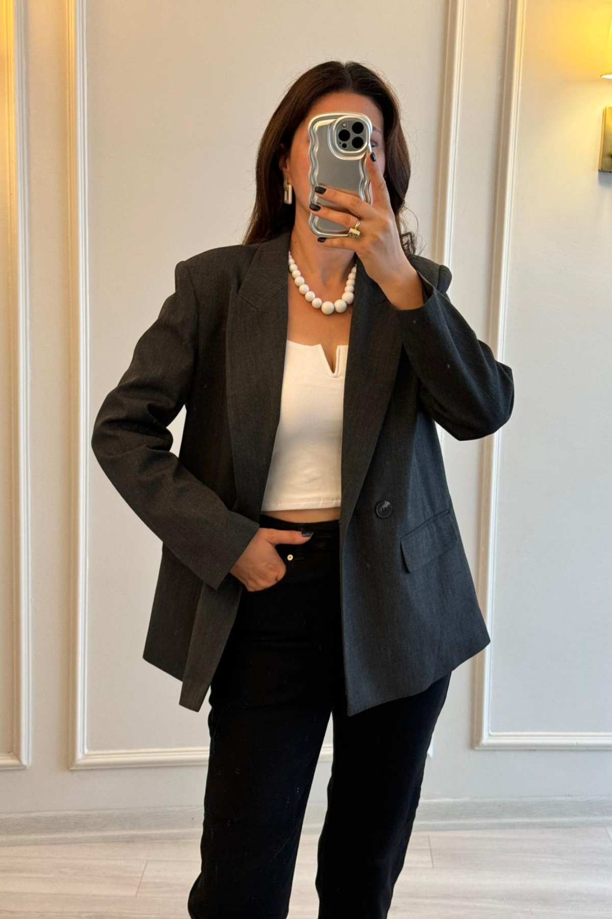 Oversize Dilvin Blazer Ceket Füme