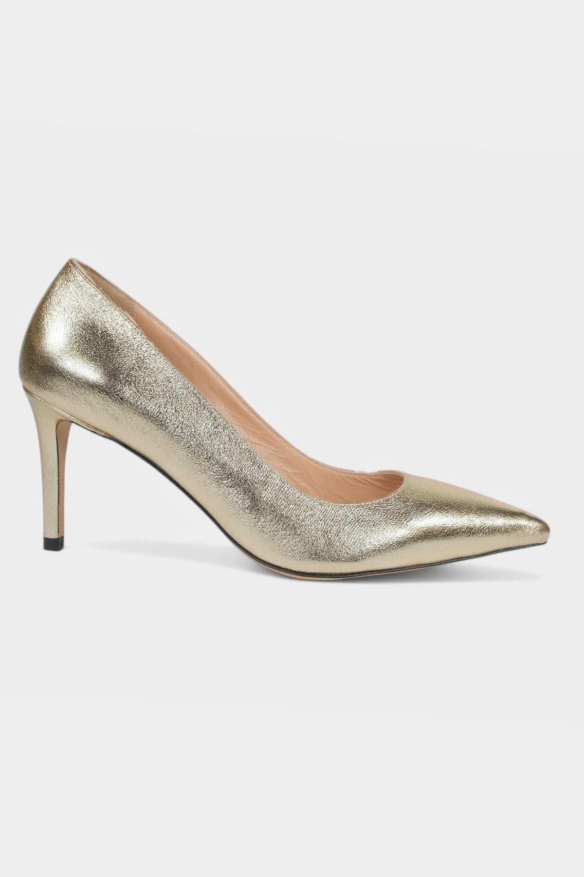 Glaza Kadın Açık Altın Hakiki Deri Stiletto
