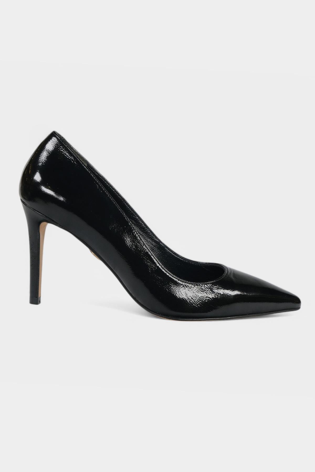 Glaza Kadın Siyah Rugan Hakiki Deri Stiletto