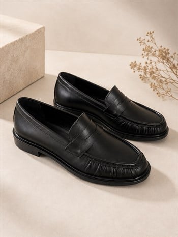 Glaza Kadin Siyah Gerçek Deri Loafer