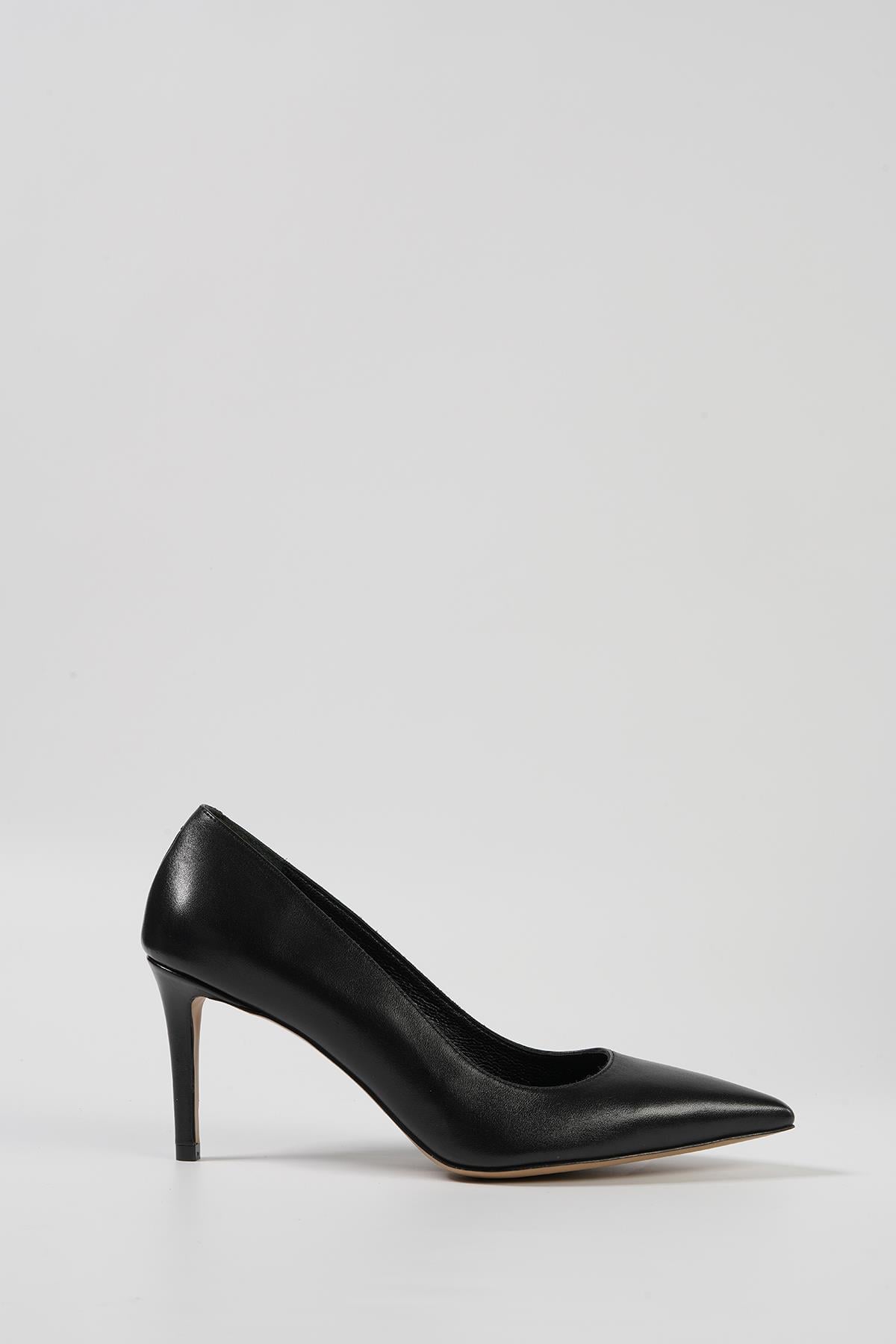 Glaza Kadın Siyah Hakiki Deri Stiletto