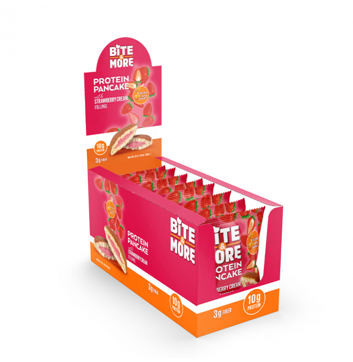 Bite & More Protein Pancake Strawberry Cream 12 Adet x 50 Gram