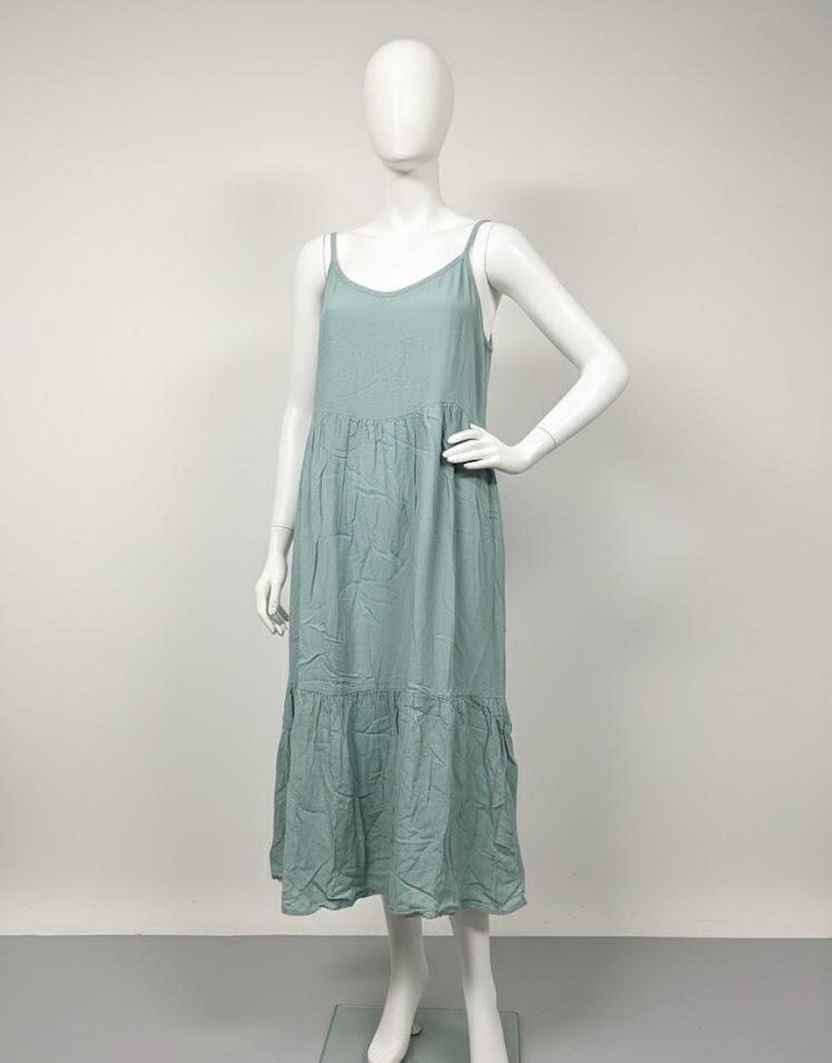 As Collection Siyah Pamuklu Viskon Kumaş Askılı Midi Boy Kadın Elbise