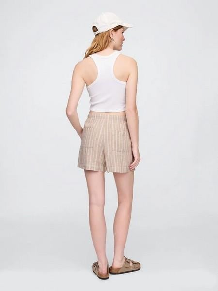 GAP 713422002 V-Linen 4 In Easy Po Stripe Kadın Şort