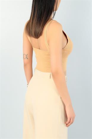 As Collection Bisküvi Likralı Triko Kadın Bluz