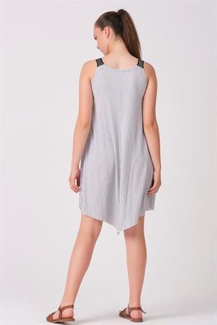 As Collection Gri Sim Askılı Salaş Kadın Elbise