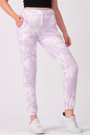 As Collection Lila Pamuklu Beli Lastikli Kordonlu Kadın Eşofman Altı