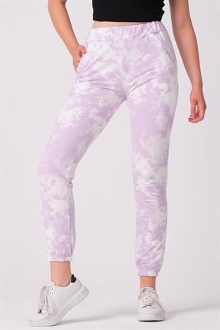 As Collection Lila Pamuklu Beli Lastikli Kadın Eşofman Altı