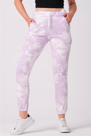 As Collection Lila Pamuklu Beli Lastikli Kordonlu Kadın Eşofman Altı