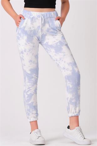 As Collection Mavi Pamuklu Beli Lastikli Kordonlu Kadın Eşofman Altı