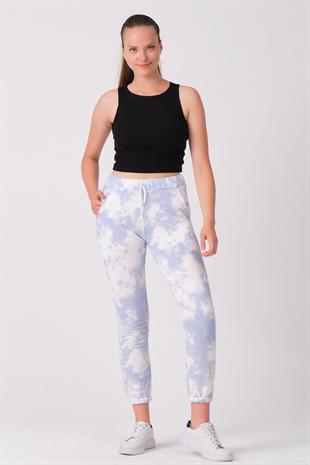 As Collection Mavi Pamuklu Beli Lastikli Kordonlu Kadın Eşofman Altı