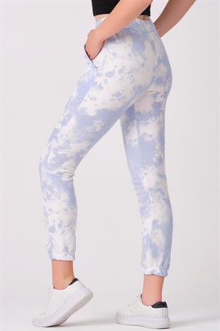 As Collection Mavi Pamuklu Beli Lastikli Kordonlu Kadın Eşofman Altı