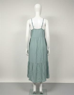 As Collection Siyah Pamuklu Viskon Kumaş Askılı Midi Boy Kadın Elbise