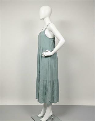 As Collection Siyah Pamuklu Viskon Kumaş Askılı Midi Boy Kadın Elbise