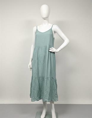 As Collection Siyah Pamuklu Viskon Kumaş Askılı Midi Boy Kadın Elbise