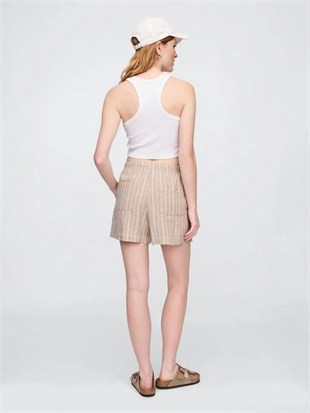 GAP 713422002 V-Linen 4 In Easy Po Stripe Kadın Şort