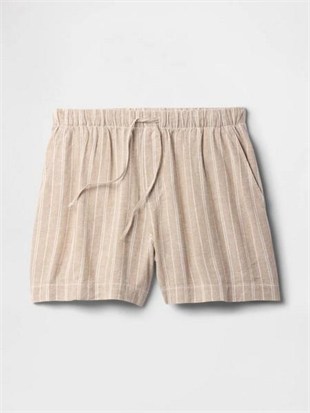 GAP 713422002 V-Linen 4 In Easy Po Stripe Kadın Şort