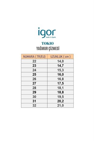 Igor W10274-225 Tokio Unisex Çocuk Yağmur Çizmesi